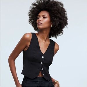 Madewell Katrina Crop Vest Top in Softdrape Size 0 Black Sleeveless Shirt